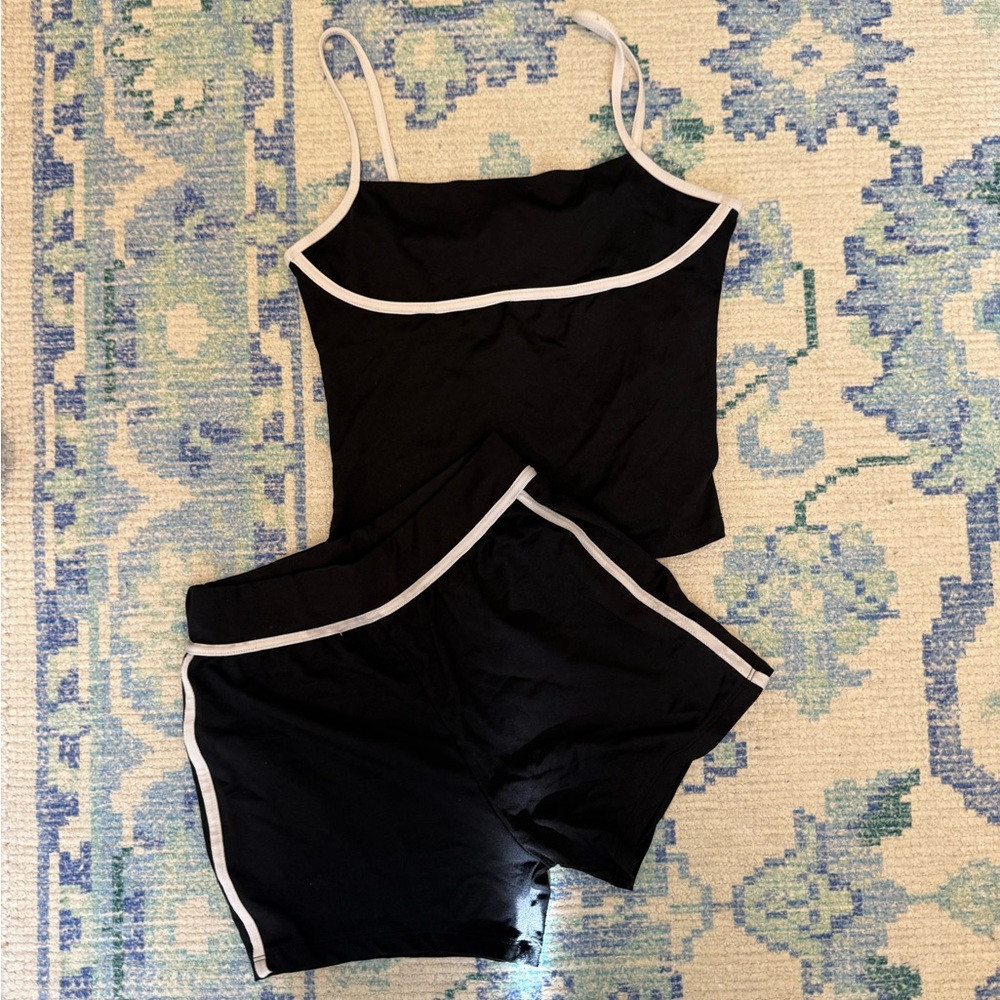 Pull&Bear Black Athletic Shorts Set